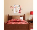 Sticker mural initial et nom avec guitare et notes de musique